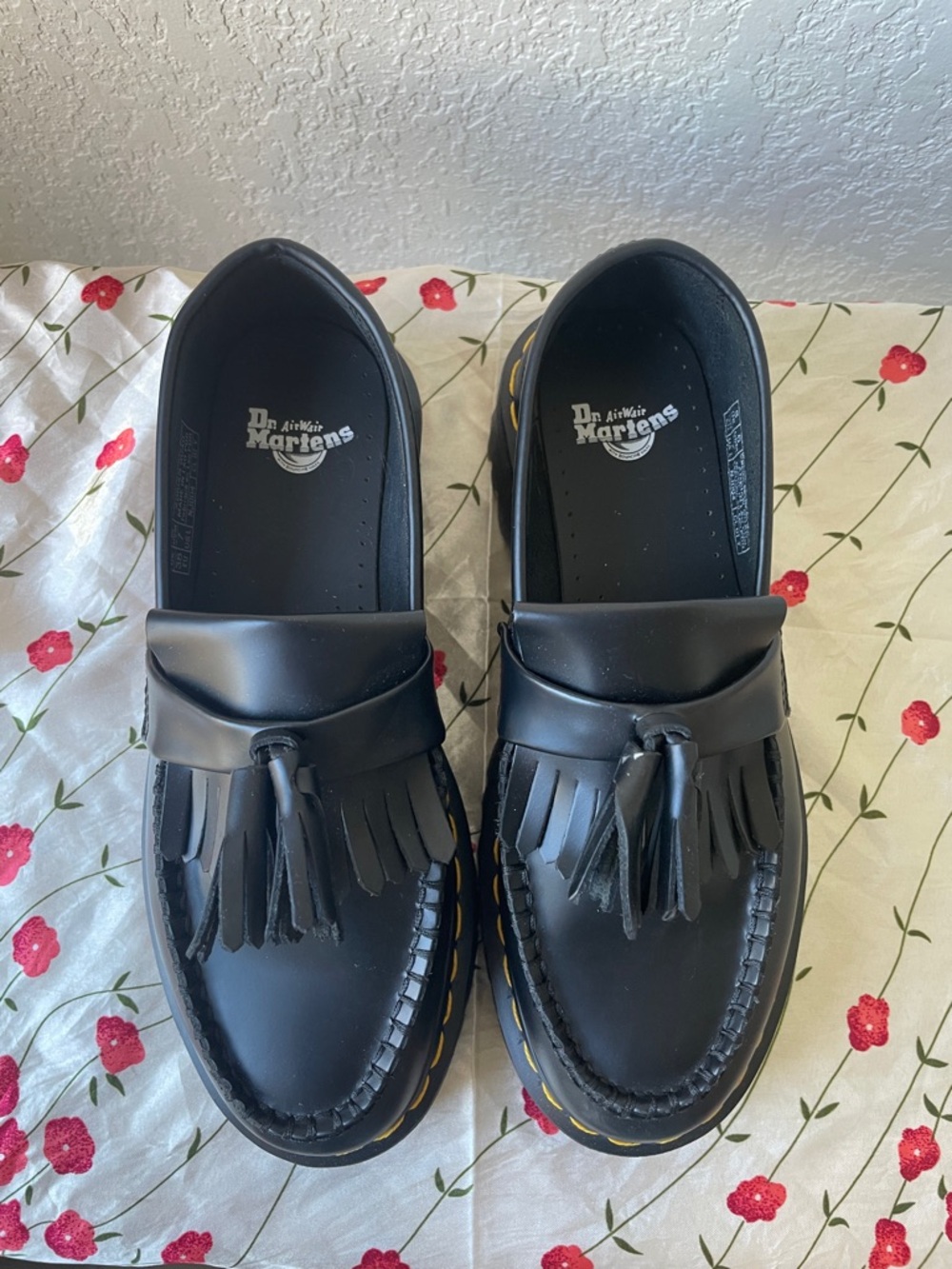 Dr. Martens Black Leather Tassel Kiltie Loafers